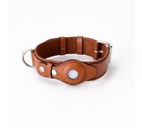 UOSIA Collier De Chien en Cuir avec Air Label Fixateur - Extérieur PU Et Intérieur Nylon Doublure, Sûr Et Confortable Réglable Pet Tracker Collier