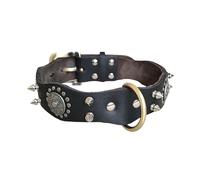 UOSIA Collier De Chien Pointu en Cuir Véritable Version Large pour Chiens De Grande Et Moyenne Taille - Réglable, Protection du Cou Rembourrée avec Boucle Métallique