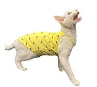 UOSIA Cœur Motif Sphynx sans Cheveux Chats Chemise, Jaune Chaton T-Shirts sans Manches, Respirant Élastique Veste D'été pour Sphynx, Devon Chat Vêtements