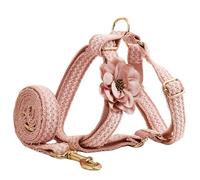 UOSIA Ensemble Harnais et Laisse pour Chien en Dentelle, Harnais pour Chien pour la Marche et Le Dressage, Ensemble de Laisse réglable avec Fleurs pour Chiens de Petite, Moyenne et Grande Taille