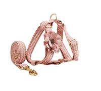 UOSIA Ensemble Harnais et Laisse Rose pour Chien Harnais Rose en Dentelle avec Boucle métallique réglable Harnais Floral sans Traction pour Chiens de Petite et Moyenne Taille