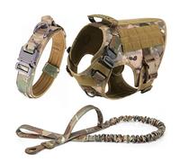 UOSIA Harnais De Chien Tactique avec Poignée Collier De Chien Tactique avec Laisse Élastique Ne Se Déroule Pas