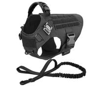 UOSIA Harnais De Chien Tactique Et Ensemble De Laisse - Nylon Durable, Boucle De Poitrine Métallique Et Bague en D, Réglable avec Poignée en Caoutchouc pour Le Contrôle