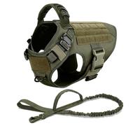 UOSIA Harnais De Chien Tactique Et Ensemble De Laisse - Nylon Durable, Boucle De Poitrine Métallique Et Bague en D, Réglable avec Poignée en Caoutchouc pour Le Contrôle