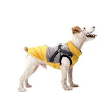 UOSIA Manteau pour Chien avec Harnais Veste matelassée imperméable pour l'hiver Manteau pour Chien Manteau Tendance pour Temps Froid avec Fermeture éclair Patchwork coloré