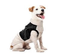 UOSIA Manteau pour Chien avec Harnais Veste matelassée imperméable pour l'hiver Manteau pour Chien Manteau Tendance pour Temps Froid avec Fermeture éclair Patchwork coloré