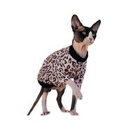 UOSIA Sphynx Chat Chemise Coton Léopard sans Poils Chat Vêtements Respirant Col Rond Quotidiens Chaud Manches Longues Pullover Vêtements pour Animaux De Compagnie