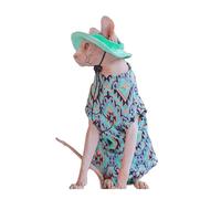 UOSIA Sphynx Chat Chemise Soleil Chapeau Ensemble Mignon Douce Élastique Été sans Poils Chat Gilet Vêtements Respirant UPF Protection Solaire Onesie pour Chaton Devon Rex