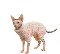 UOSIA Sphynx Chat Léopard Double Côté Polaire Pullover Mignon Rose sans Cheveux Chats Quatre Pattes Pyjamas Jumpsuit Chaud Cou-Tortue Vêtements pour Animaux De Compagnie pour Devon, Cornish