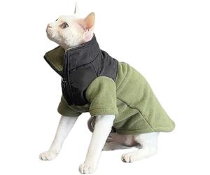 UOSIA Sphynx Chat Manteau d'hiver Veste de Chat sans Poils avec Fermeture éclair épaissir Chaud Sphynx Chat vêtements Chiot Manteau par Temps Froid