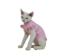 UOSIA Sphynx Chat sans Cheveux Été T-Shirts Pullover Vêtements De Chaton avec Manches Floncées Respirant Chat Porter Pull