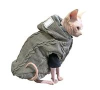 UOSIA Sphynx Chat Tricoté Veste À Capuche Épais Chaleur Polaire Chat Veste À Capuche Bouton Rouge Chats sans Cheveux Confortables Vêtements pour Devon, Cornouille, Petit Chaton