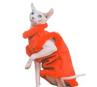 UOSIA Sphynx Chat Veste Doux Rouge Polaire Pull À Col De Tortue pour Chat sans Cheveux Tenue De Pull Confortable Vêtements d'hiver du Nouvel an pour Devon Rex Chats, Konis Chats
