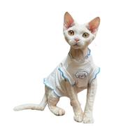 UOSIA Sphynx Vêtements de Chat sans Poils d'été Mince Gilet de Chat Blanc Mignon Pyjama de Chat sans Poils pour Sphynx, Cornish Rex, Devon Rex, Peterbald, Petits Chiens