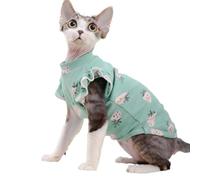 UOSIA Sphynx Vêtements d'été en Coton pour Chats sans Poils, Gilet à Motif Mignon, t-Shirt pour Chat, Jupe Respirante à col Rond, vêtements pour Chaton pour Cornish Rex, Devon Rex, Petits Chiens