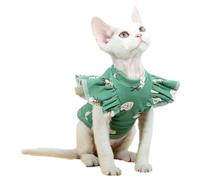 UOSIA Sphynx Vêtements pour Chat Chemise d'été Mignonne pour Chaton Gilet de Chat sans Poils en Coton Pull pour Chat avec Manches à Volants pour Sphynx, Cornish Rex, Devon Rex