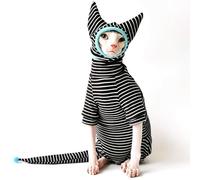 UOSIA Sphynx Vêtements pour Chat Pyjama avec Chapeau et Couvre-Queue Chat sans Poils Body Chaud à 4 Pattes Manteaux pour Chat Combinaisons en Coton Doux pour Chat Tenues pour Chaton Combinaisons