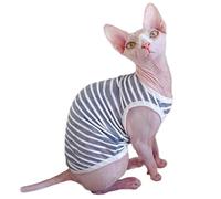 UOSIA Sphynx Vêtements pour Chaton Doux sans Poils pour Chat - Pull Extensible pour Chat - T-Shirt à Rayures Tendance - Pyjama Confortable pour Chat - pour Femme, mâle, Chat, Chiot