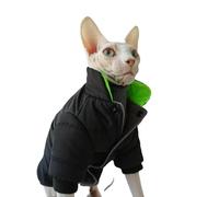 UOSIA Veste sans Manches pour Chat Noir sans Poils, Manteau Chaud à col roulé Vêtements pour Chats Sphynx Veste légère en Coton Doux résistante au Vent idéale pour l'hiver