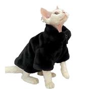 UOSIA Vêtements de Luxe pour Chats sans Poils Veste Chaude en Velours Noir pour Chat Sphynx avec Fermeture éclair Épaisseur Col roulé Vêtements pour Chats de Petite Taille