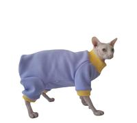 UOSIA Vêtements d'hiver pour Chat Sphynx à col roulé Pull à col roulé Violet Doux avec Protection Ventrale Combinaison Polaire Chaude pour Chatons et Chiots