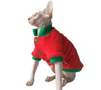 UOSIA Vêtements épais pour Chat sans Poils Manteau de Noël en Velours Chaud Cardigan à Boutons Sweat-Shirt pour Chat Sphynx en Hiver Manteau Doux avec Manches pour Chats et Chatons