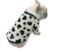 UOSIA Vêtements Mignons en Polaire pour Bouledogue français Veste Gilet d'hiver Chaude et épaisse Costume pour Chien corpulent Bouledogue Motif Amour Pull en Peluche pour Chien