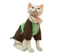 UOSIA Vêtements pour Chat Sphynx Mode Café Veste Double Face en Polaire pour Chats sans Poils avec Fermeture éclair Col roulé Doux Manteau d'hiver Chaud pour Cornish Rex et Devon Rex