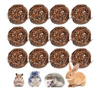UOSIWYA Lot de 12 balles à mâcher en rotin naturel pour lapin, cochon d'Inde, oiseau, rongeurs, accessoires pour petits animaux, lapins, hamsters, chinchillas, gerbilles, 6 cm