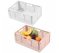 UOSIWYA Lot de 2 boîtes de rangement pliables empilables en plastique pour bureau, cuisine, salle de bain, 30 x 20 x 12,5 cm