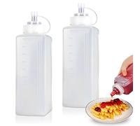 UOSIWYA Lot de 2 bouteilles à presser - 1000 ml - Large bouche - En plastique - Avec bouchons - Pour huile d'olive - Cuisson
