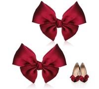 UOSIWYA Lot de 2 Pinces à chaussures, pince à chaussures à nœud rouge amovibles chaussures de mariage pour chaussures à talons hauts avec nœud chaussures pour femmes et filles