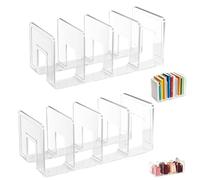 UOSIWYA Lot de 2 porte-lettres transparents - 26 x 12 cm - Porte-revues avec 4 compartiments - Organiseur pour dossiers, livres, documents
