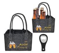 UOSIWYA Lot de 2 sacs à bouteilles pour 6 bouteilles, porte-bouteilles, en feutre, avec décapsuleur, pour boissons, vin, bière (24 x 16 x 18 cm)