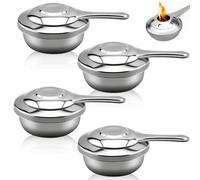 UOSIWYA Lot de 4 Bruleur Fondue, Récipients à Pâte Combustible en Acier Inoxydable Mini Réchaud à Alcool Récipient à Pâte Combustible Accessoires pour Buffets en Plein Air Barbecues