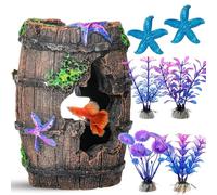 UOSIWYA Lot de 7 Grottes Decoration Aquarium, Décoration pour Aquarium Simulation de Mousse Accessoires Cachette D'Aquarium Adapté à la Cachette des Reptiles ou à L'habitat de Nage Poissons Betta