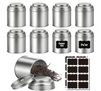UOSIWYA Lot de 8 Boite a The Vrac, Boîtes à Thé Avec Double Couvercle Hermétique Boite Metal Boîtes de Rangement pour thé en Vrac, Sucre, Café (Argent)