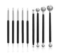 UOSIWYA Lot de 9 Outils de Sculpture pour Argile, Outils de modelage Double extrémité en Silicone pour Argile et modelage des Ongles Fondant Modelage DIY (Noir)
