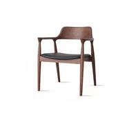 uotmui Chaise De Bureau Confortable Chaise de Salle à Manger avec Cadre en Bois Massif, siège rembourré, Couleur Noyer, avec accoudoir, Dossier en Bois Massif Chaises De Bureau à Domicile(B)