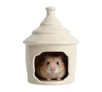 Uotyle Cachette en céramique en forme de crème glacée pour hamster nain, souris, gerbilles, chinchillas, décoration d'habitat pour animaux domestiques (jaune beurre)