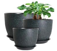 UOUZ Grands Pots de Fleurs Modernes avec Trous de Drainage pour Plantes d'intérieur Noir avec mouchetures Vertes