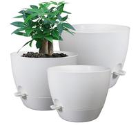 UOUZ Pots à arrosage Automatique, 12/10/9 Pots de Fleurs avec réservoir Profond pour Plantes d'intérieur, Blanc