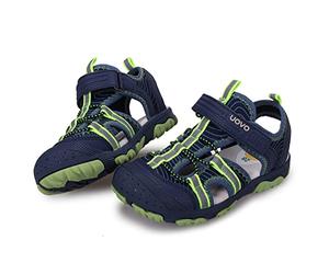 UOVO Sandales à bout fermé pour garçon, sandales d'extérieur, de trekking, de randonnée, chaussures d'été, chaussures athlétiques, pointure 7 à 5 pour grands enfants, Bleu foncé/vert., 27 EU