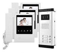 uoweky 4,3 Pouces Interphone Vidéo Interphone Filaire Interphone Système 700TVL Caméra de Vision Nocturne IR + 3 Moniteur Intérieur pour la Maison/Appartements