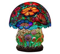 uoXHFdh Lampe table champignon résine vitrail plantes, 15 cm hauteur(E)
