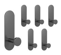 Uoxira Crochet Adhesif Mural 6 Pièces Patere Salle de Bain Étanche Crochet Porte Manteau Convient pour Salle de Bain Cuisine Bureau Chambre à Coucher Sans Perçage Patere Murale, Gris