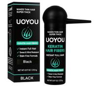 UOYOU Fibres capillaires noires pour cheveux clairsemés - Flacon 27,5 g avec applicateur | Fibres à kératine indétectable et naturelle | Perte de cheveux homme et femme