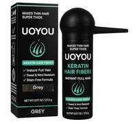 UOYOU Grey - Flacon de fibres capillaires pour cheveux clairsemés de 27,5 g avec applicateur | Fibres capillaires à la kératine indétectable et naturelle pour la perte de cheveux pour homme et femme |