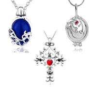 UoYu Parure de bijoux avec pendentif en forme de croix et inscription « The Vampire » avec inscription « The Vampire » et « Katherine Sapphire » avec autocollants