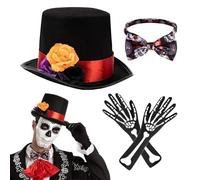 Uozonit Accessoires de costume Jour des Morts - Ensemble de costume d'Halloween squelette d'Halloween | Costumes design rose pour adulte jour des morts, réglable pour adulte